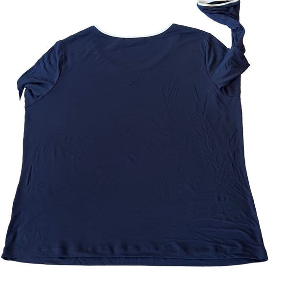 Susan Graver Navy White Trimming Jersey Long Sleeve Top LARGE - Picture 5 of 10
